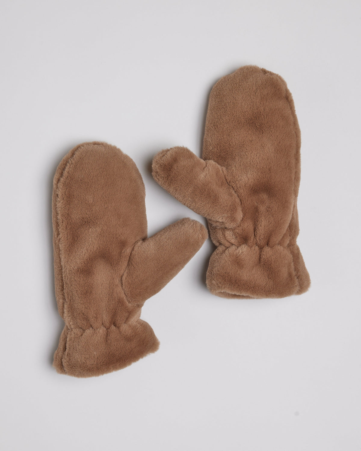 Taupe faux fur mittens