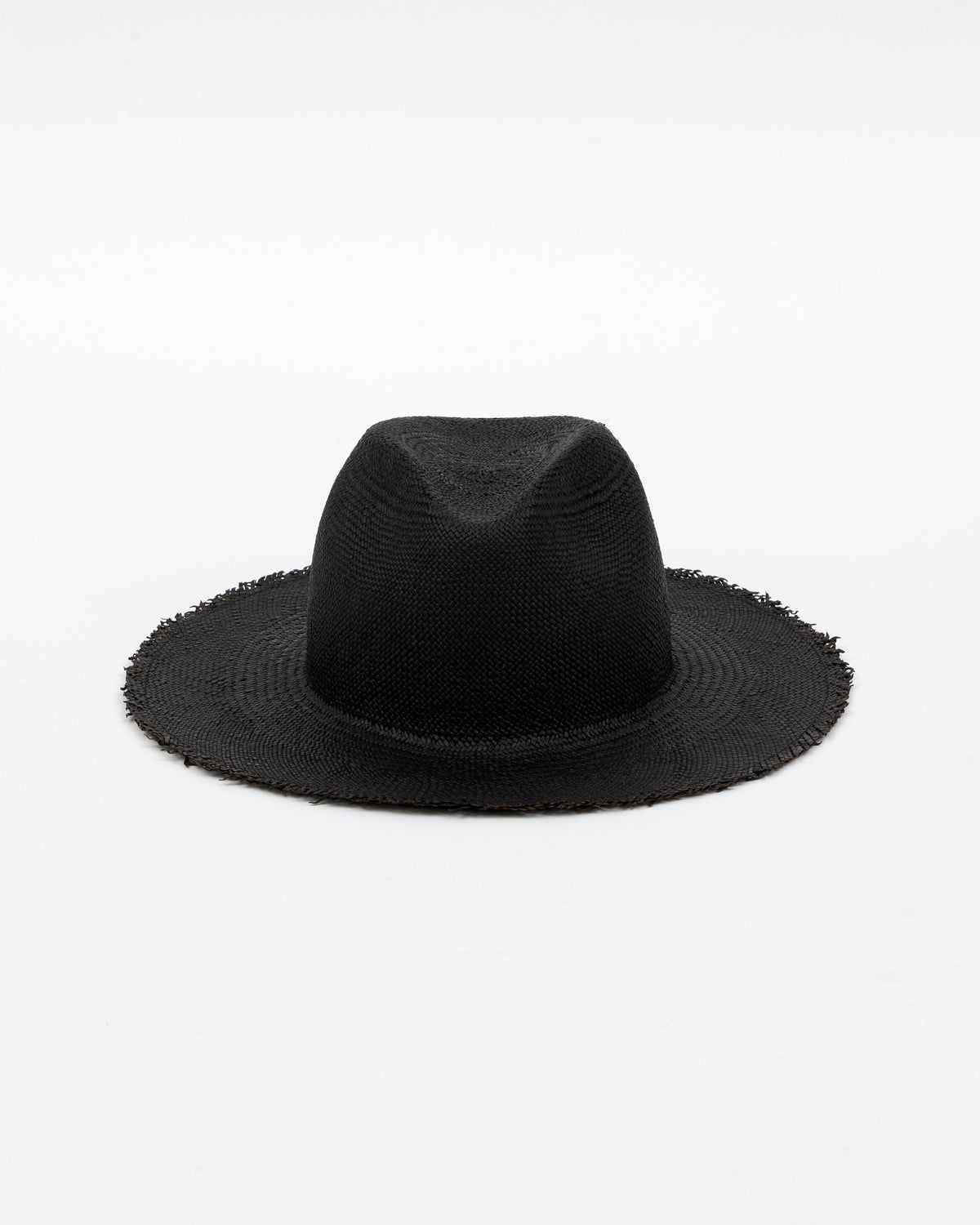 black straw panama hat with fringe