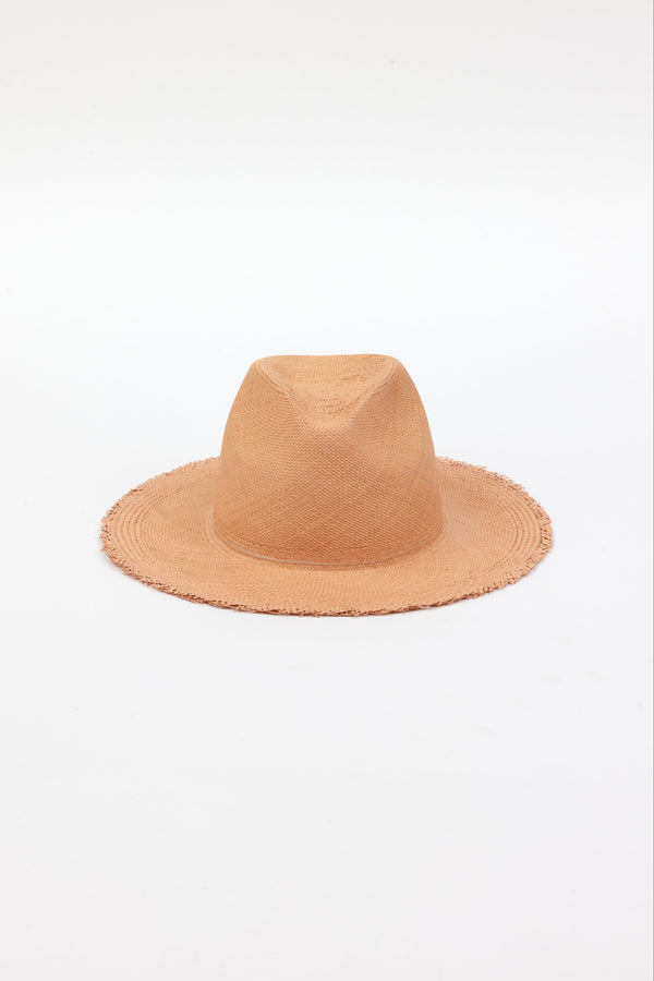 pecan brown fringed panama hat