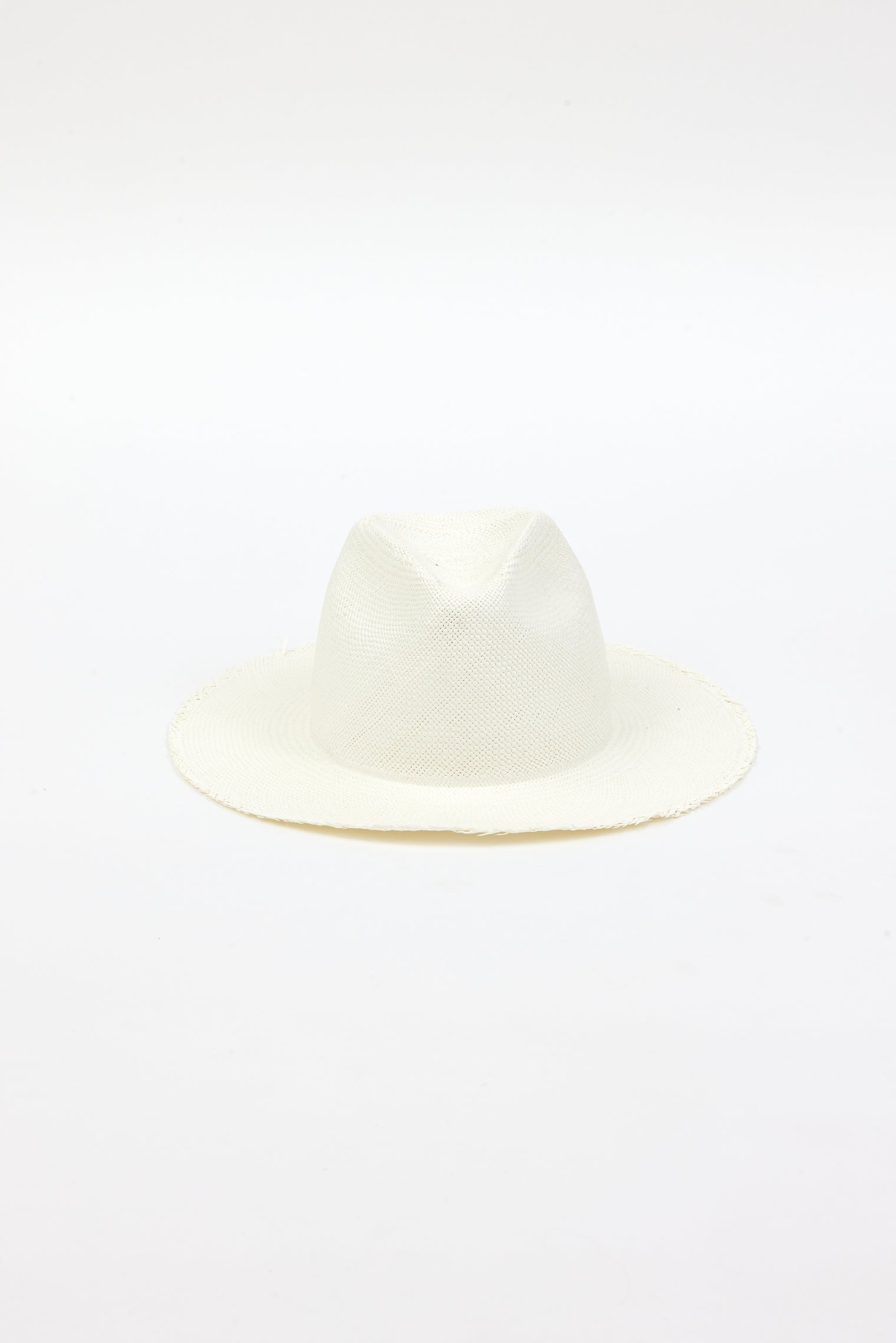 white fringed panama hat