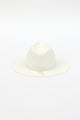 back of white fringed panama hat with white trim