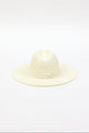 Back of perforated and vented packable hat in bleach