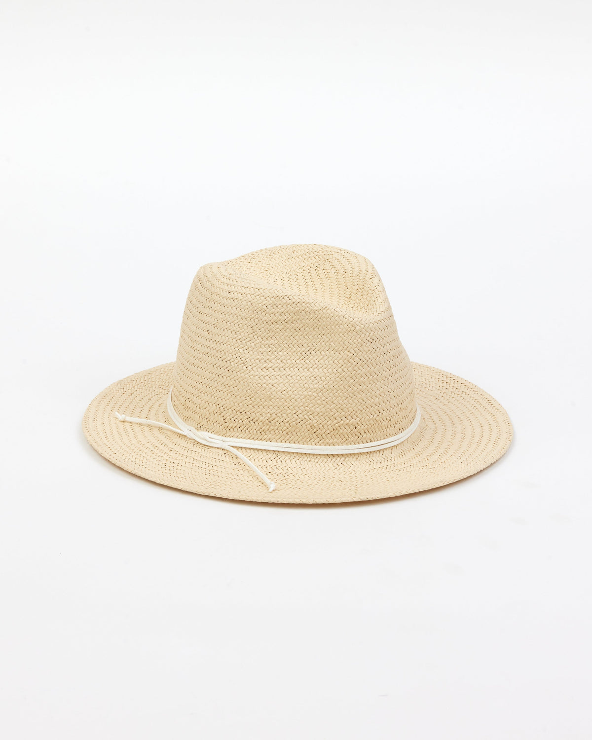 3/4 angle of natural colored straw fedora