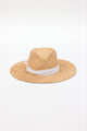 front of woven sunhat with white trim