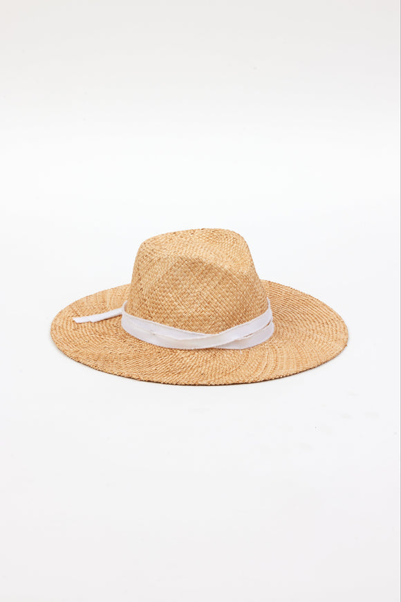 woven sunhat with white trim