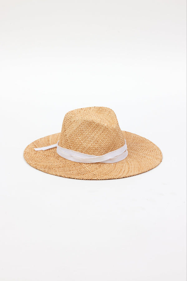woven sunhat with white trim
