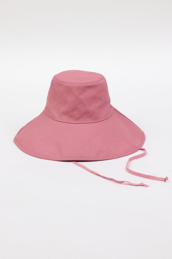 Pink canvas sunhat with chinstrap