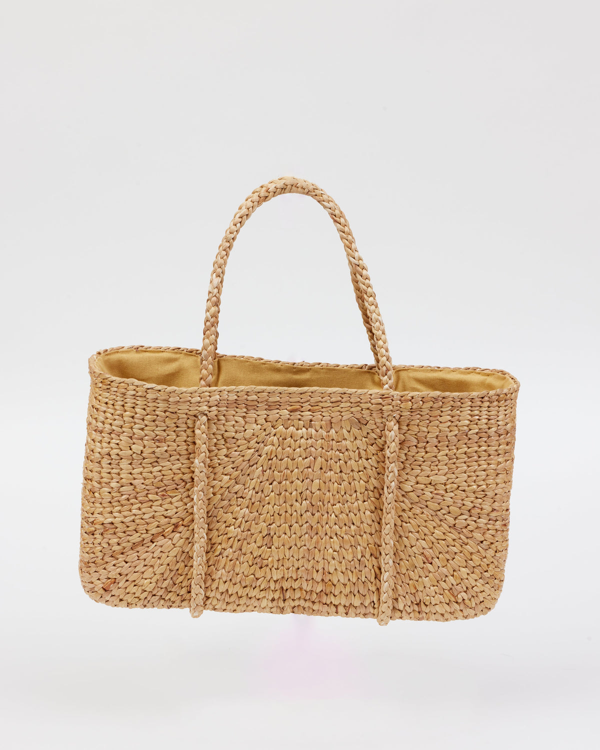 Braided woven straw tote with handles