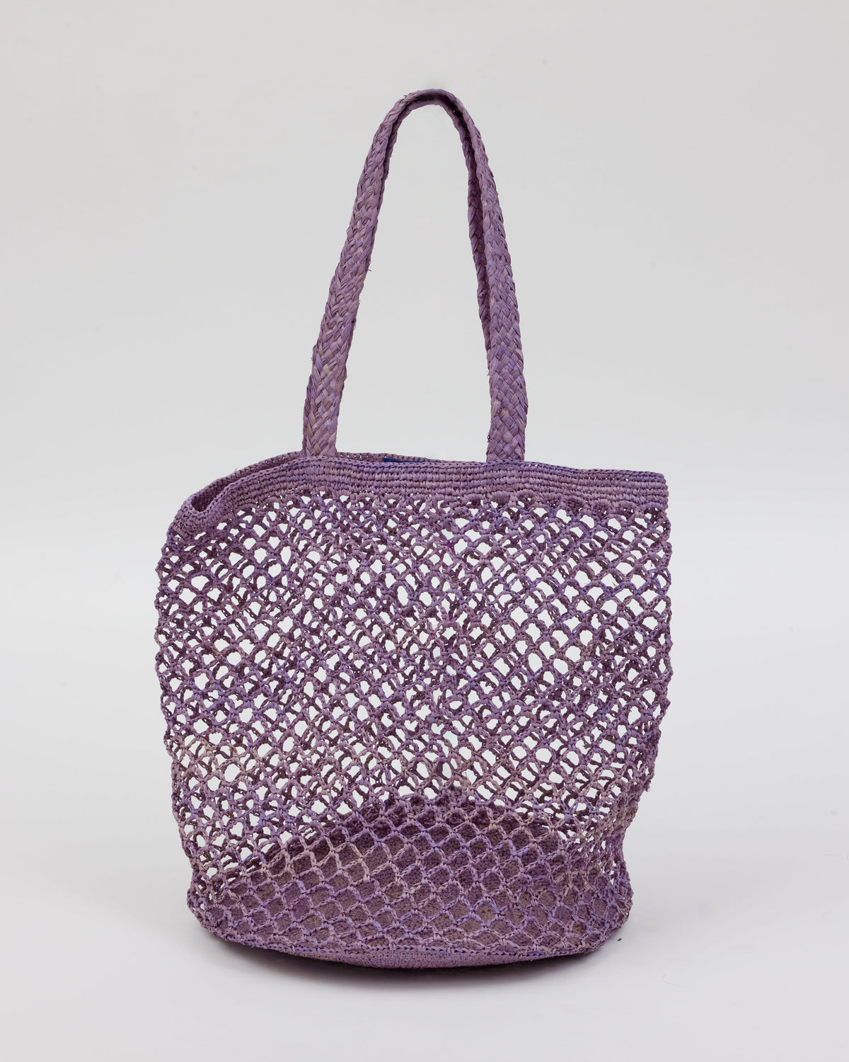 purple straw raffia bag