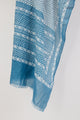 Close up of white and blue patterned sarong