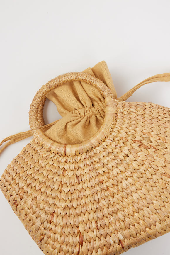 structured small mini bag with drawstring interior