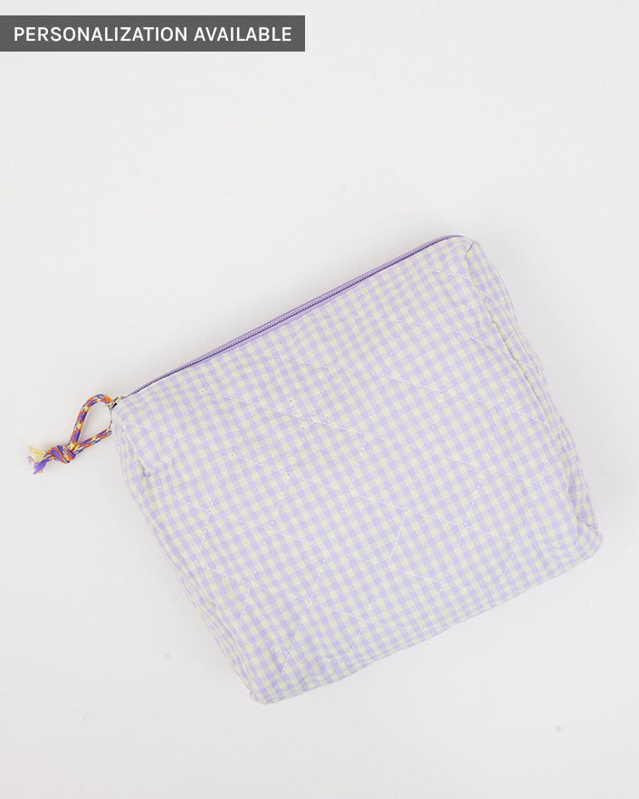 Lavender check bag with zipper