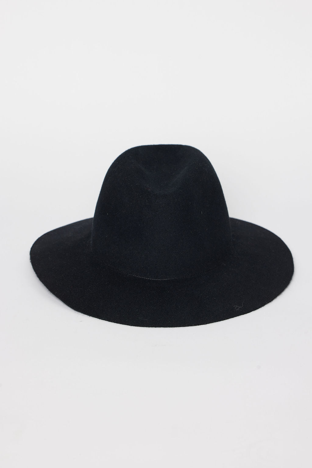 Front of black fedora hat on a white background