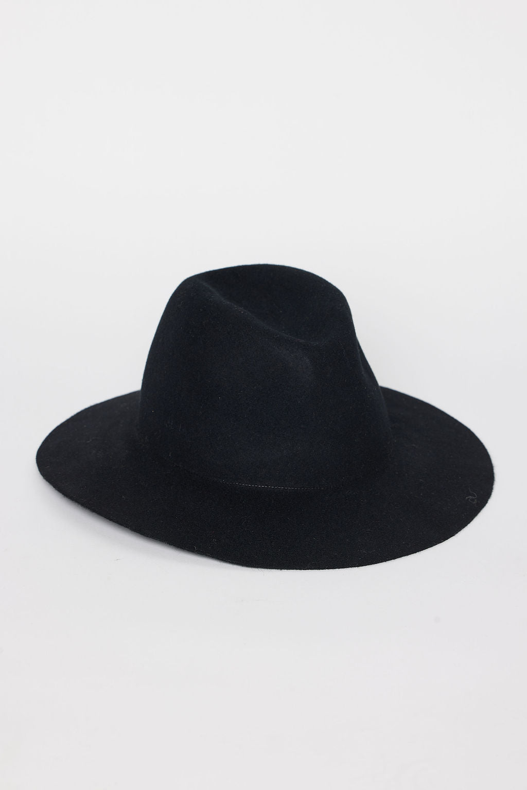 Black fedora hat on a white background