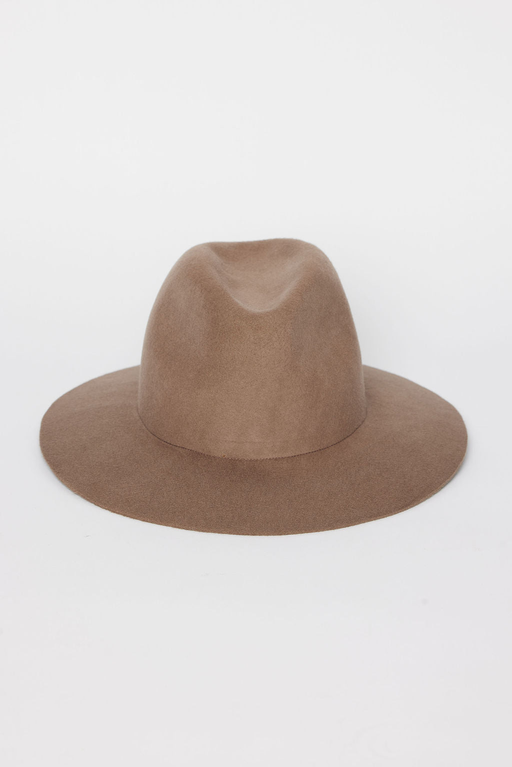 Front of brown fedora hat on a white background