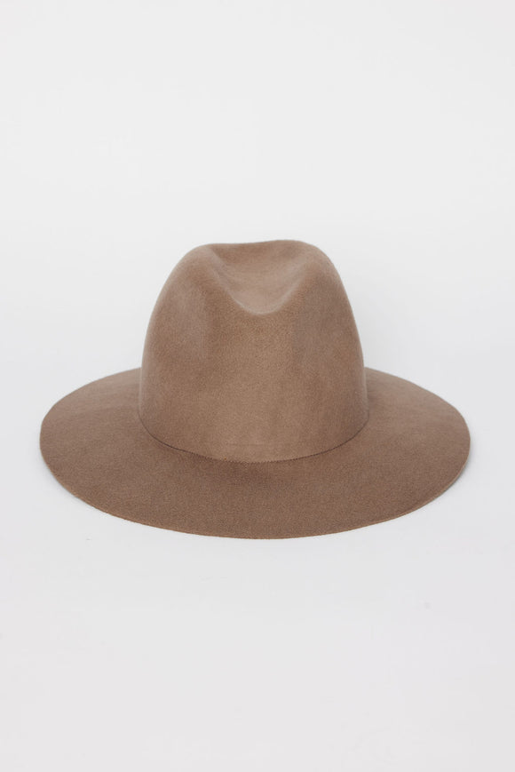 Front of brown fedora hat on a white background
