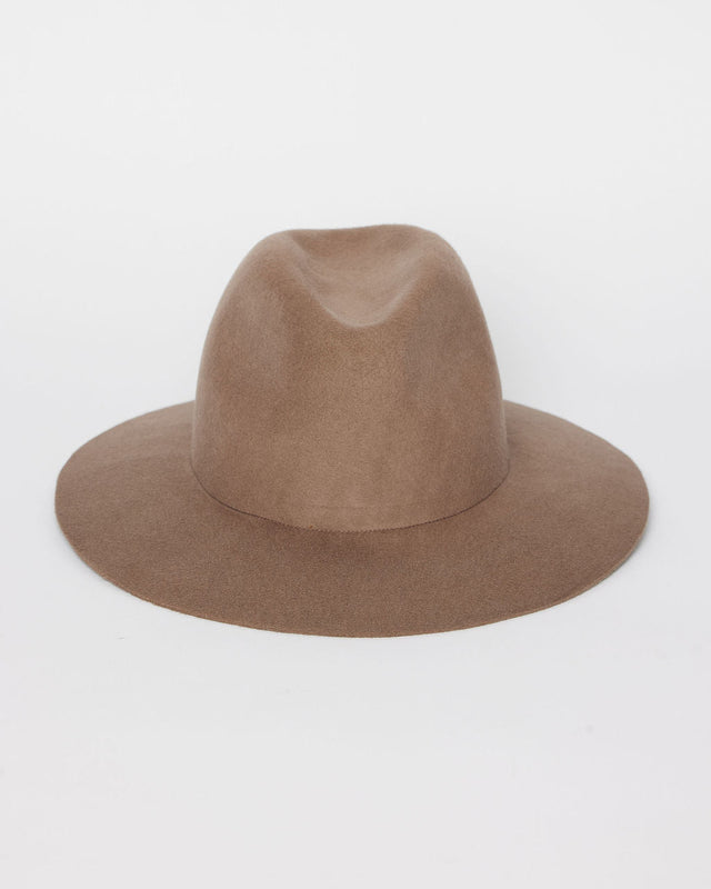Front of brown fedora hat on a white background