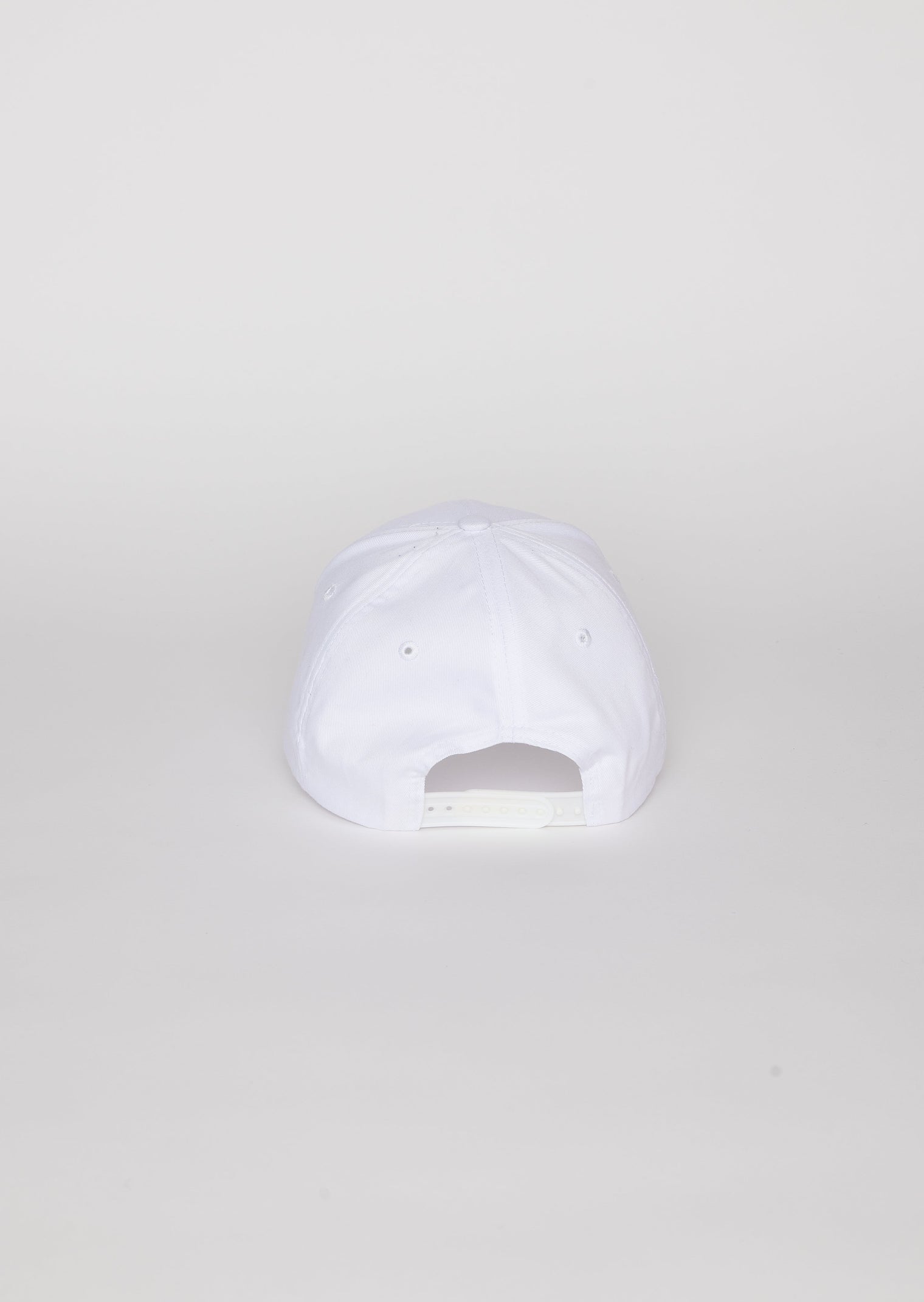 Back of white baseball cap