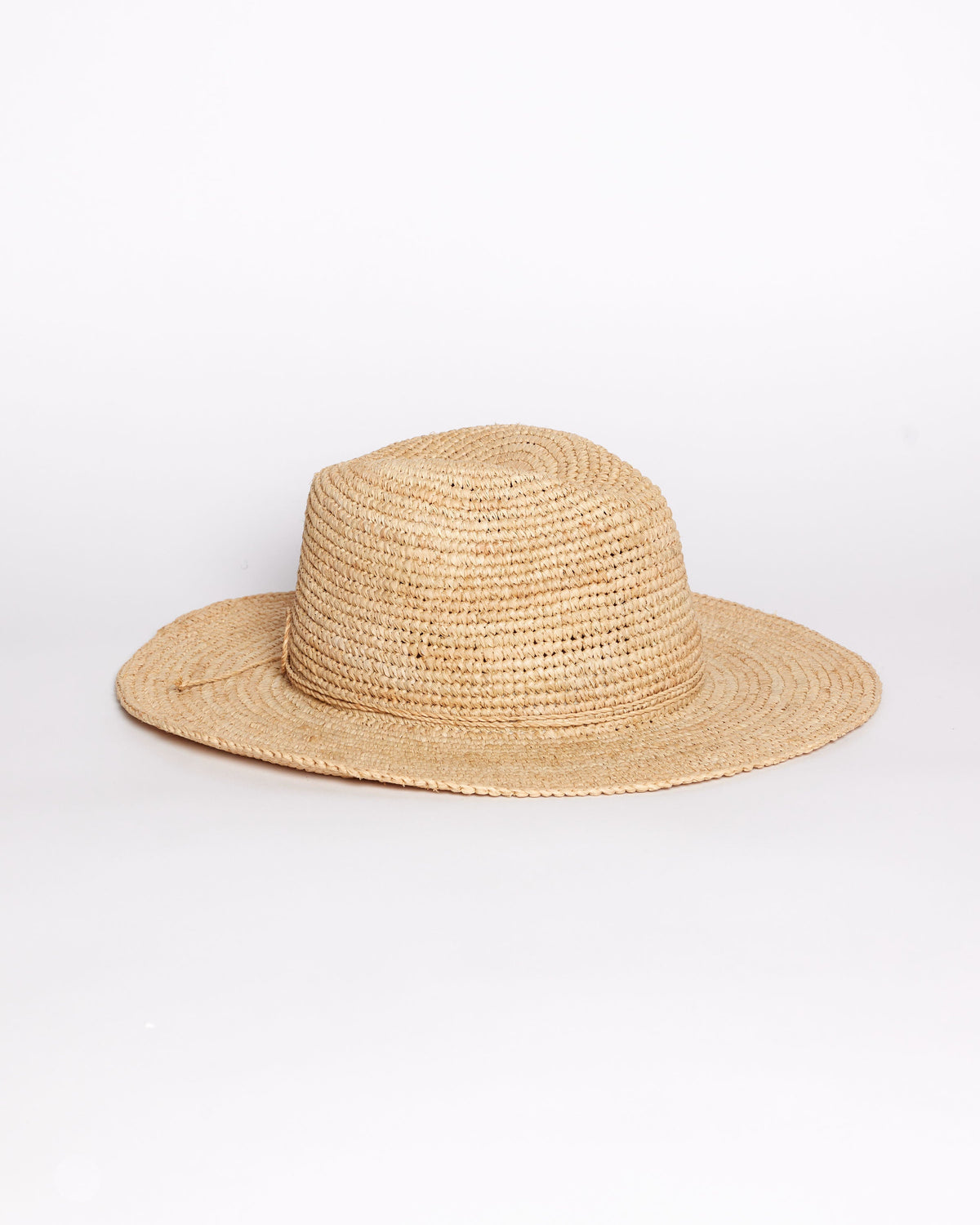 Beige straw hat on a white background