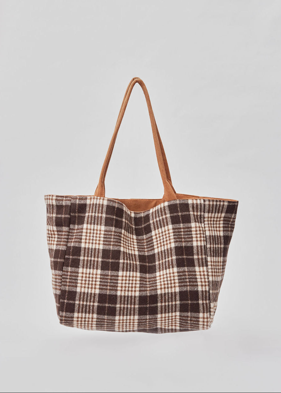 Reversible Plaid Slouchy Tote