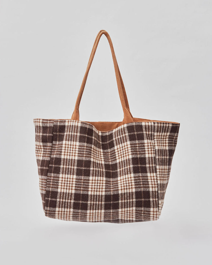 Reversible Plaid Slouchy Tote