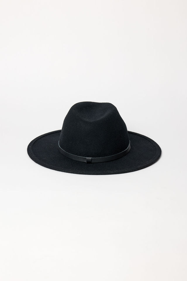 Black fedora hat on a white background