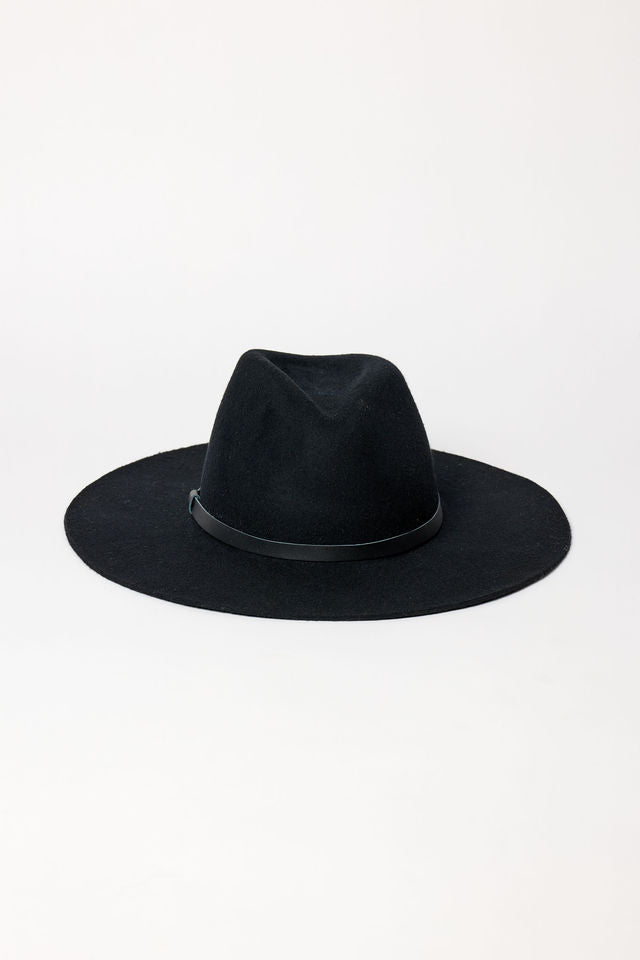 Black fedora hat on a white background