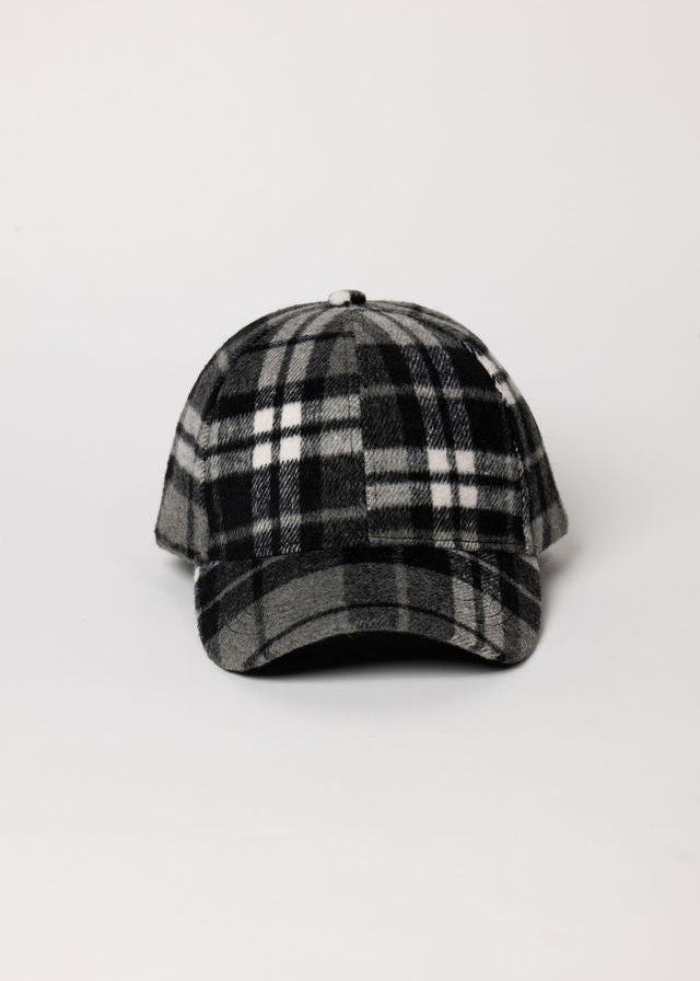 Black and grey check baseball cap