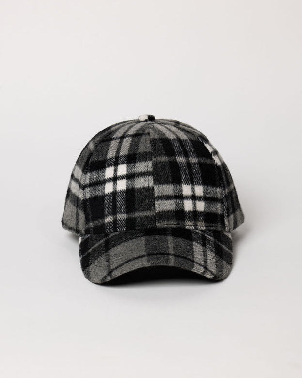 Black and grey check baseball cap