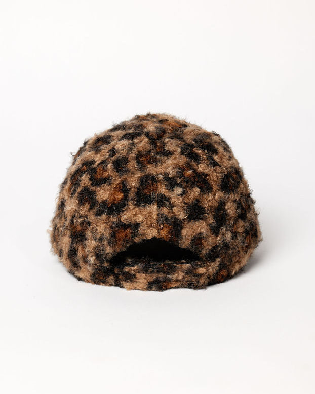 Back of leopard faux fur baseball cap