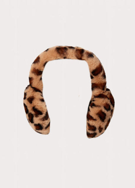 Leopard print faux fur earmuffs