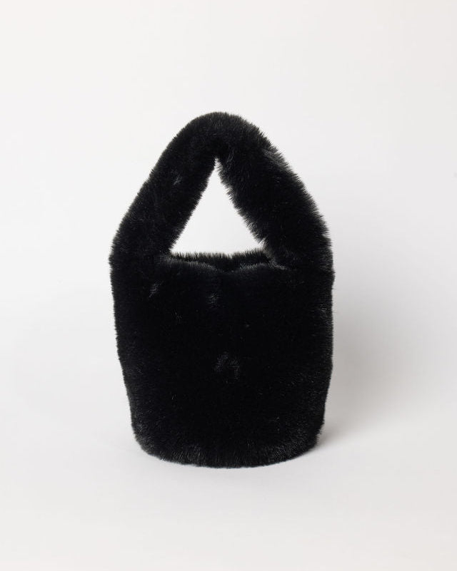 Black faux fur mini bag