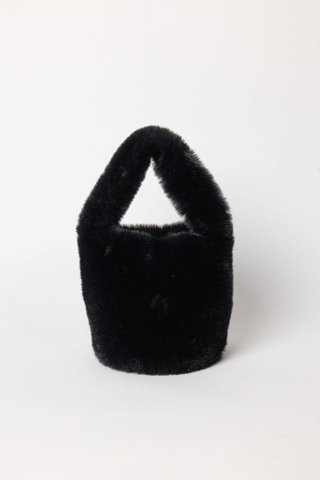 Black faux fur mini bag