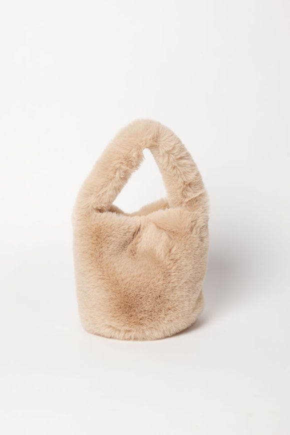 Tan faux fur mini bag
