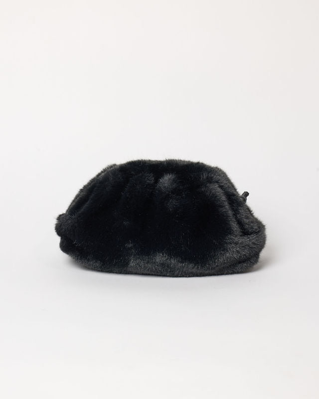 Black faux fur clutch