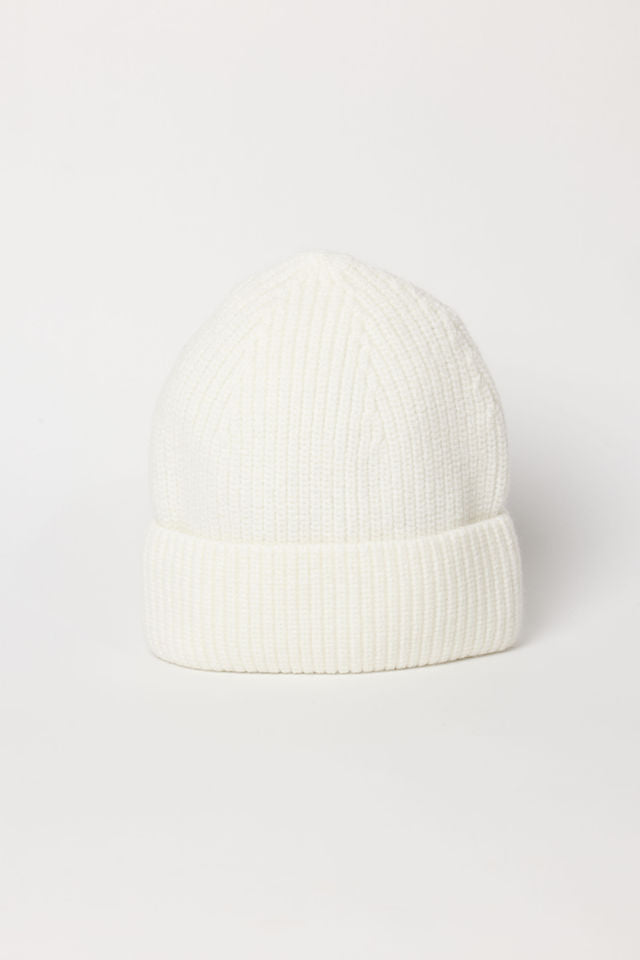 Ivory ribbed beanie with cuff
