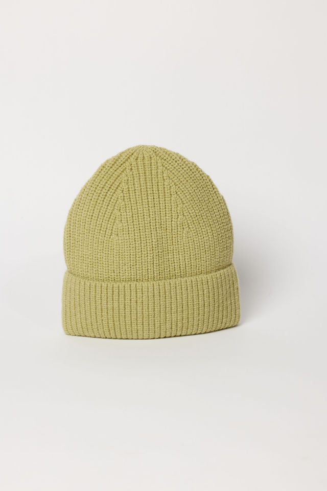 Pear green ribbed beanie with cuff