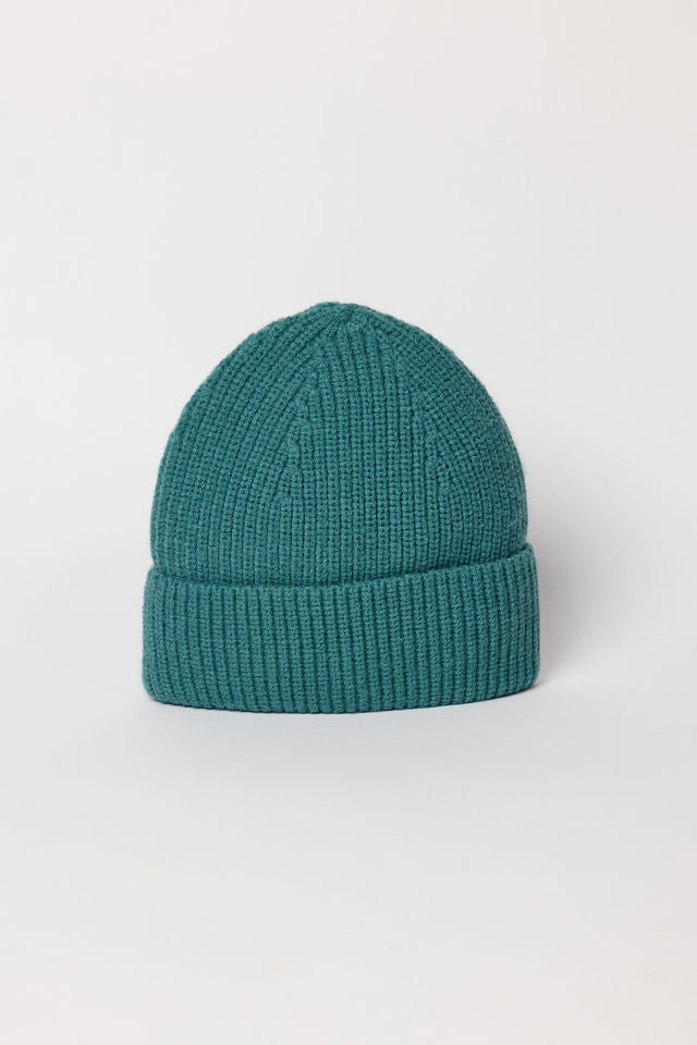 Pine green ribbed beanie with cuff