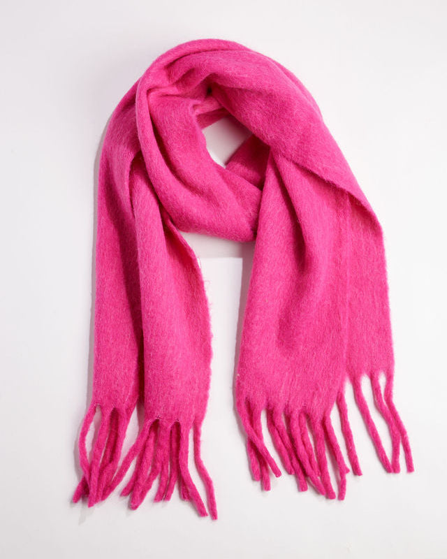 Pink scarf with fringe