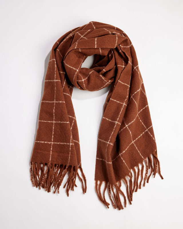 Brown windowpane scarf