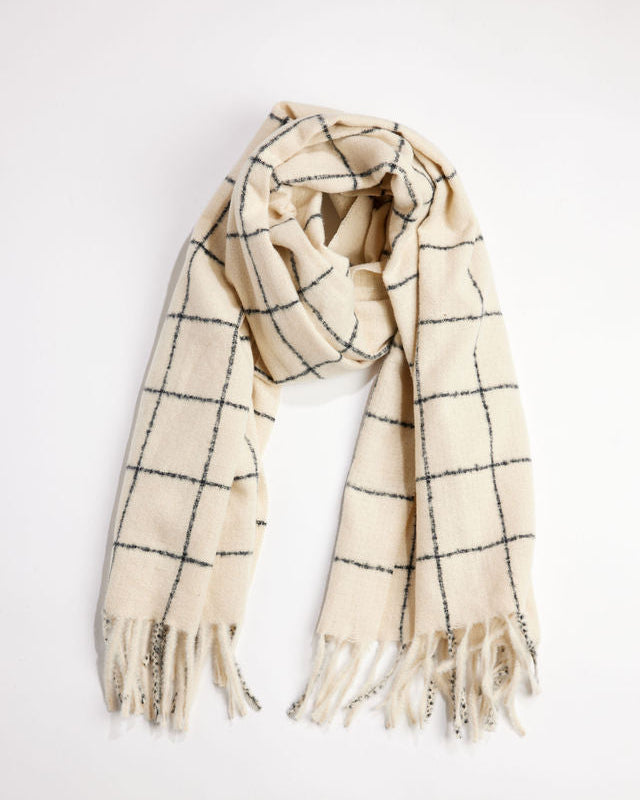 Ivory windowpane scarf