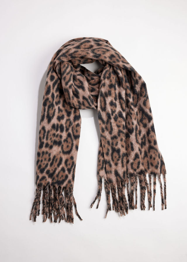 Brown and black leopard scarf