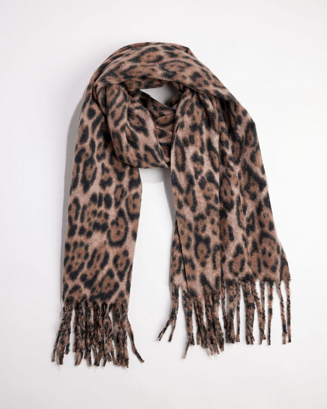 Brown and black leopard scarf