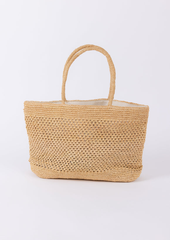 Raffia straw tote