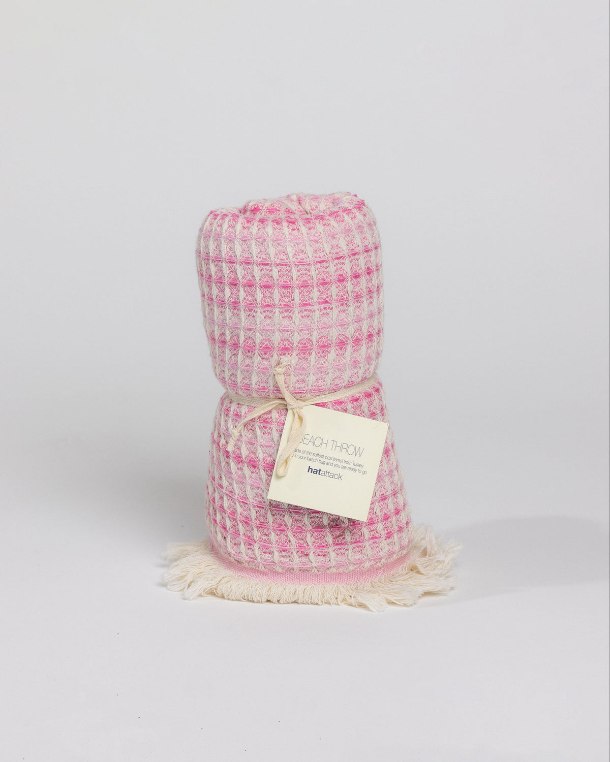 Waffle textured pink beach towel