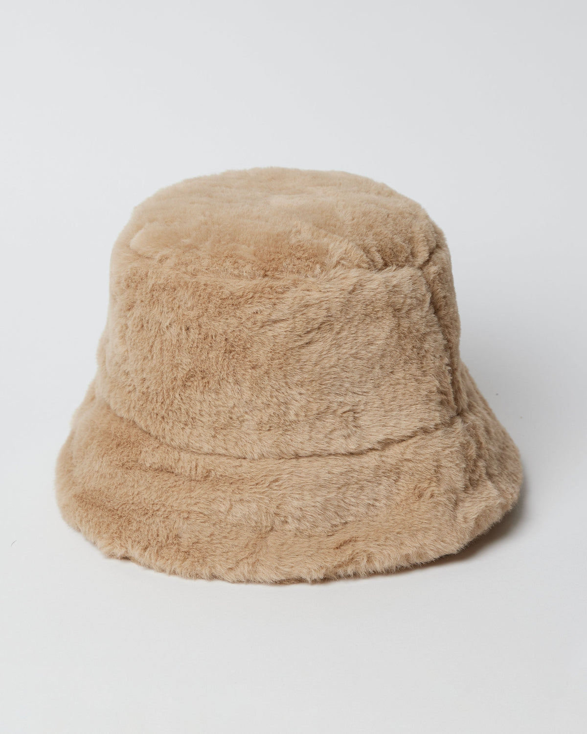Tan faux fur bucket hat