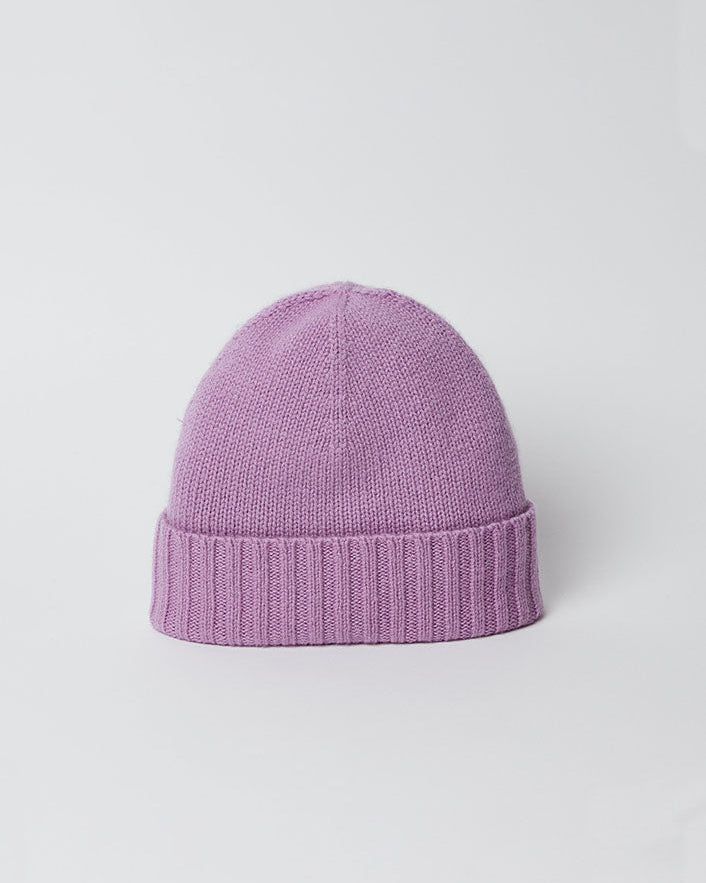 Lilac cashmere slouchy cuff beanie