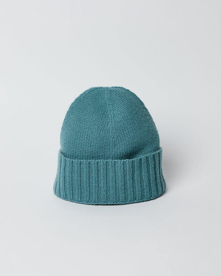 Marine blue cashmere slouchy cuff beanie