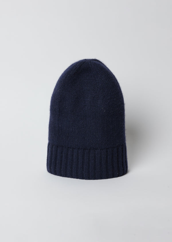 Navy cashmere slouchy beanie