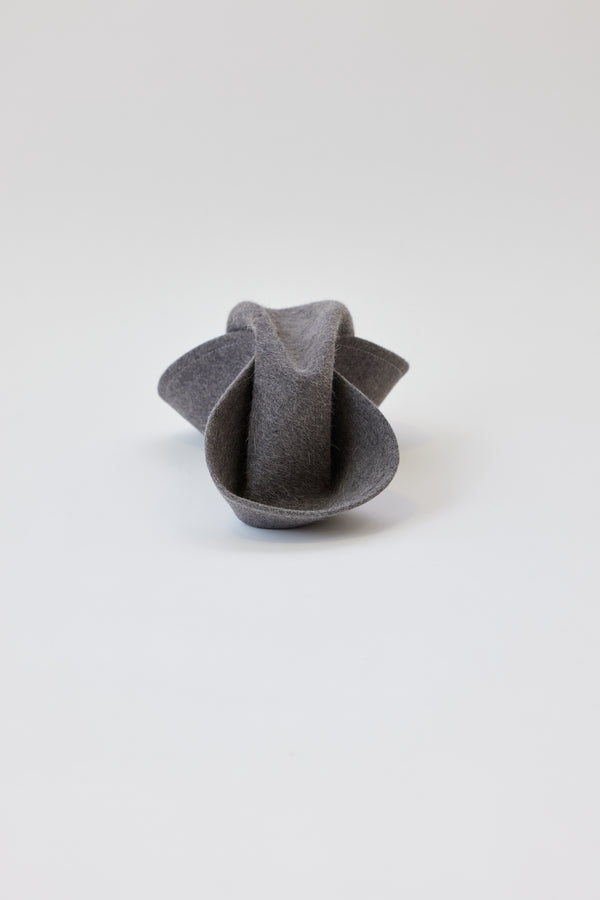 Folded grey velour brimmed hat